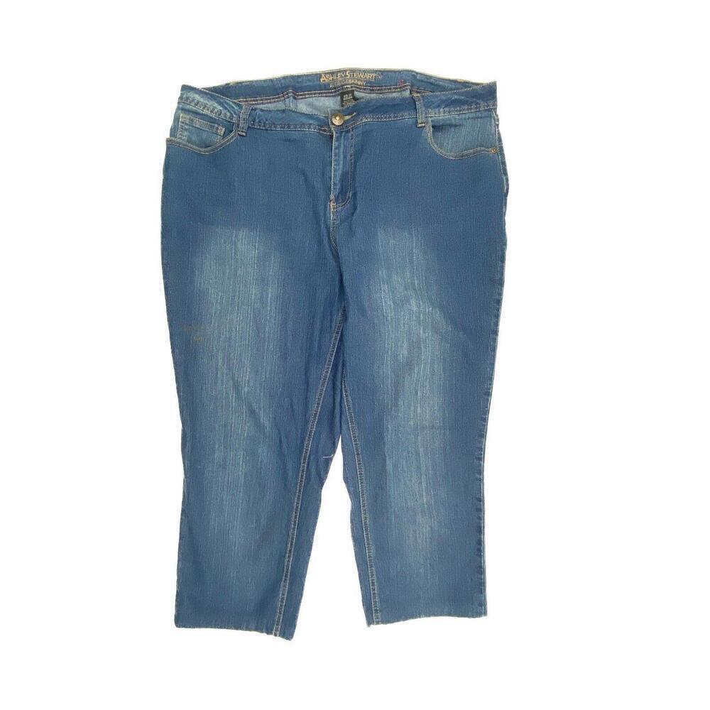 Ashley Stewart Skinny Cropped Women's size 20 Dark Wash Blue Denim Jeans